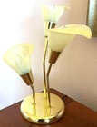 Vintage Yellow Calla Lily Acrylic Table Lamp 3-way Brass 15    Works Flower Floral