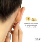 14k Real Solid Gold Solitaire Round Cz Sleeper Stud Earrings Push-back 2 5mm-8mm