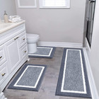 Bathroom Rug Mat Set 3 Piece Microfiber Shaggy Bath Set Non-slip Ultra Soft Carp