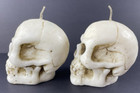 Skull Head Candle Set Rare Vintage Halloween Agedlook Creepy Teeth Mean Face 3 
