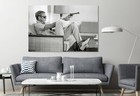 Steve Mcqueen With Gun Movie Poster Icon Classic Painting Canvas Print Art Wall