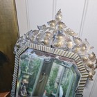 19th Century Antique Brass Table Vanity Mirror Bevelled  Edge Foxed Plate