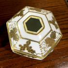 Nippon Gilt Gold Encrusted Hair Receiver  3-footed  Green  m  In The Wreath