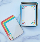 Vintage Giftco Stationary Tin Rainbow Hearts Note Paper  Made In Hong Kong