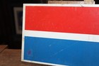 Vintage 7  X 21  Amoco Gas Station Enamel Sign Red White Blue Exxon Chevron