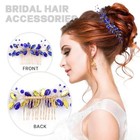 7 Pieces Party Prom Wedding Bridal Crystal Rhinestone Vine Leaf Hair Royal Blue