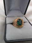 Vintage 1940 s girl Scouts  Trefoil  10k G f  Ring  Faceted Green Stone  Sz 6 5