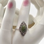 Vintage Isj Ireland 925 Sterling Silver Irish Jade Or Connemara Marble Sz 6 25