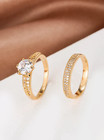 2 Pcs Cz Ring Set Women Engagement Wedding Band Cubic Zirconia Jewelry Gift Usa