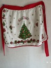 Vintage Lot Mcm Retro Christmas Tablecloth 50 x62   Granny Cor Bonus Half Apron