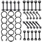 40pcs Piercing Kit 16g Nose Lip Tongue Ear Eyebrow Ring Studs Piercing Set
