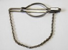 Vintage Tie Bar Clip Clasp Stay Silver   Platinum Tone Mid Century Modern