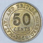 1958 Malaya   British Borneo 50 Cents Au Z268