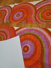 Rare Vintage Mid Century Retro 70s Org Pnk Purp Grn Circle Loops 2 Pieces Fabric