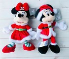 Disney Parks Holiday Cheer Christmas Santa Mickey   Minnie Mouse 11  Plush   New