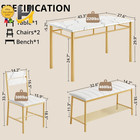 4 Piece Dining Table Set For 4 Kitchen Table Upholstered Bench 2 Chairs
