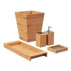5pc Bathroom Decor Set Bamboo Vanity Accessories 5 4lbs 9 6h X 9 7w Natural