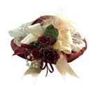 Vintage Victorian Style Hat Pincushion Burgundy Velvet Lace Roses 6    Sewing