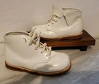 Vintage Child Life Leather White Baby Shoes Walking Shoes Sz 7 Toddler