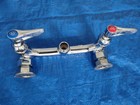T s Brass Commercial Wall Mount Faucet Chrome Dual Lever Handles Hot   Cold