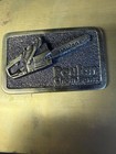 Vintage Nos Poulan Chainsaw Brass Belt Buckle Official Issue Made For Poulan