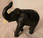 Vtg Brown Ebony Wood Hand Carved African Elephant Figurine Sculpture Statue 