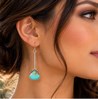 Vintage Silver Turquoise Dangle Earrings Long Drop Pierced Women s Jewelry