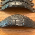 6 Antique Victorian Cast Iron Decorative  Drawer Pull With Belt Buckle