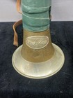 Furst Pless Brass German Hunting Horn Vintage Green Leather Wrap Made In Germany