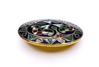 Antique Large Heavily Gilded French Champleve Enamel Button 1 1 8  Dia  6 5g 