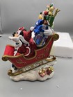 Disney Parks Christmas Santa Mickey Sleigh Figurine Minnie Donald Goofy  W box