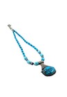 Vintage Native American Sterling Silver  Carbochon Turquoise Stone Necklace
