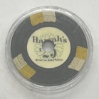 Harrah s  25 Reno Lake Tahoe Nevada Casino Chip Black Smkey Mold 1960 Drilled
