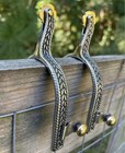 Pair Ladies Stainless Steel Western Spurs Engraved Design Brass Rowels