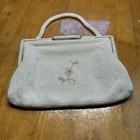 Vintage Sweetline Beaded Handbag Japan Italian Beads Ivory Floral Evening Purse 