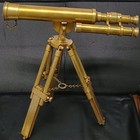 Antique 1900 s Solid Brass Telescope Double-barrel W  Tripod