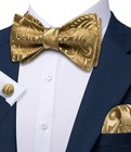 Bow Ties For Men Paisley Self Tie Bowtie Pocket Square Cufflinks Set Classic    