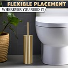 Gold Toilet Brush And Holder Set - Brushed Stainless Steel Gold Toilet Bowl