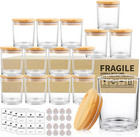 Supmind 15 Pack Clear Empty Candle Jars With Bamboo Lids And Sticky Labels  Bulk