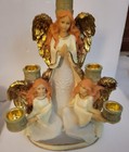 Three Angels 5 Candle Candelabra Chalk Like Resin