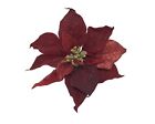 Artificial Silk Poinsettia Christmas Clip 8    Burgundy Bloom Holiday Home Decor