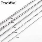 1 5-4mm Silver Tone Stainless Steel Round Box Necklace Men Women Chain 18-28 