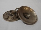 Vintage Tibetan Buddhist Tingsha Cymbals Chimes  Leather Strap 2 75  With Bag