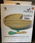 Avanchy Toddler Divided Plate   Spoon   Bamboo   Silicone 13oz - Orange