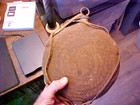 Civil War Csa Canteen W re-purposed Butternut Cloth Cover   Leather Sling Rare 