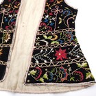 Vintage Hand Embroidered Folk Vest Women Small Floral Velvet Waistcoat Handmade