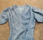 1930   s 1940   s Vintage Blue Floral Gown house Dress nightgown M l
