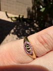 Solid 14k Gold Signet Ring Size 7 With Pink Sapphires