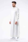 R24 Lawung Al-ameer Adult Men s Thobe Modern Design Arabian Jubbah White gold