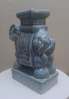 Elephant Figurine Glazed Ceramic Bookend stand 9 5 Tall Vintage Blue